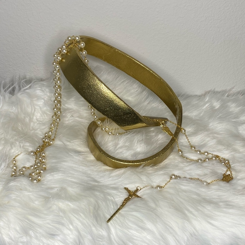 Ornate Wedding Lasso Pearls Gold